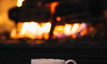 Fireplace and coffee